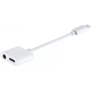 shiverpeaks BASIC-S Adaptador, ficha de 8 pinos para áudio de 3,5 mm e tomada de 8 pinos com carregamento, branco