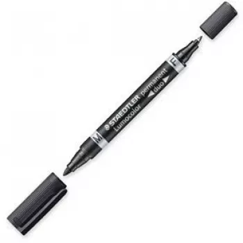 Marcador permanente Staedtler Lumocolor Duo ponta fina/redonda preto
