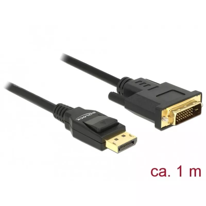 Adaptador de cabo de vídeo DeLOCK 85312 1m DisplayPort para DVI-D preto