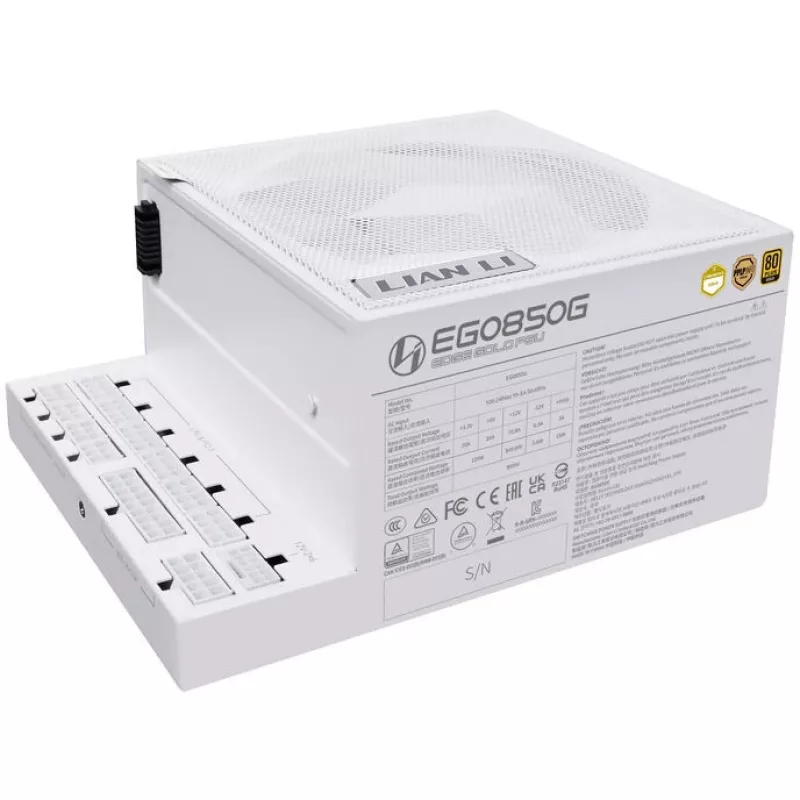 Fonte de alimentação Lian Li EDGE GOLD 850 80 PLUS Gold, PCIe 5.1, ATX 3.1 - 850 Watt, branco