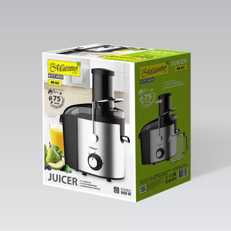 Maestro MR-805 centrifugadora de sumos, 900 W, preto/prateado