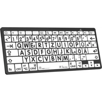 LogicKeyboard XL-Print preto sobre branco DE Mac Bluetooth — layout alemão, inscrições específicas para Mac