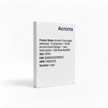 Acronis True Image Advanced - 5 computadores + 50 GB armazenamento na nuvem Acronis - subscrição de 1 ano - download ESDESD