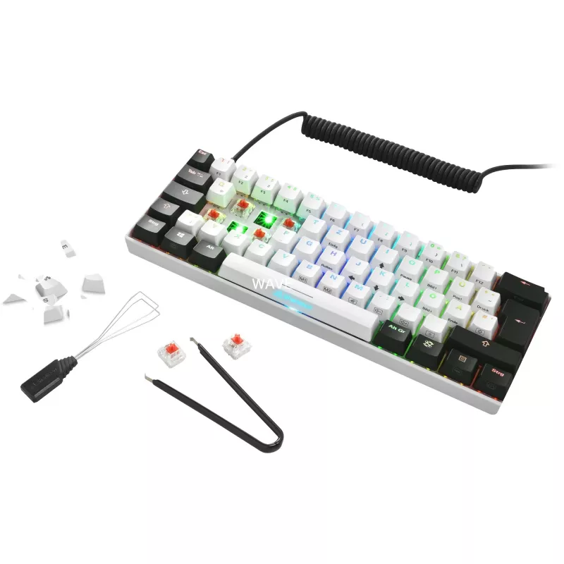 SKILLER SGK50 S4, teclado gaming branco/preto, layout PT, Kailh Red