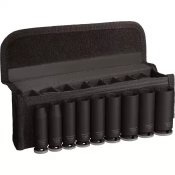 Conjunto de chaves de caixa de impacto PRO 3/8, 9 peças preto, profundas