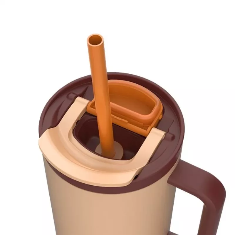 Copo térmico com palhinha telescópica Kambukka Rio Tumbler 950 ml Almond Dream