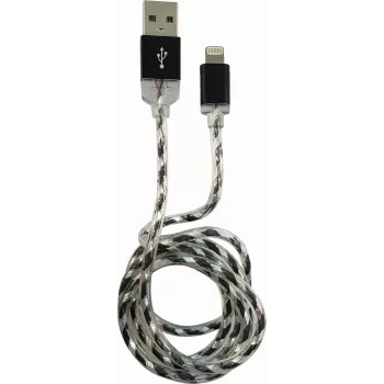 Cabo LC-POWER USB-Lightning-1M-8 1 m preto/prateado, USB-A para Lightning (LC-C-USB-LIGHTNING-1M-8)