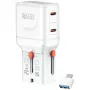 Carregador de viagem World 65W USB-C + USB-A branco