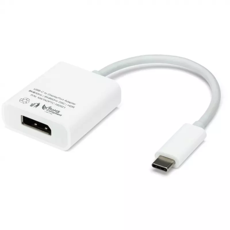 Adaptador USB, ficha USB-C > conector fêmea DisplayPort (branco, 11 cm)