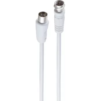 Cabo de antena shiverpeaks ®-BASIC-S-, 100% blindado, ficha F para conector fêmea coaxial, RG 59, > 80 dB, branco 1,5 m (BS80072-32)