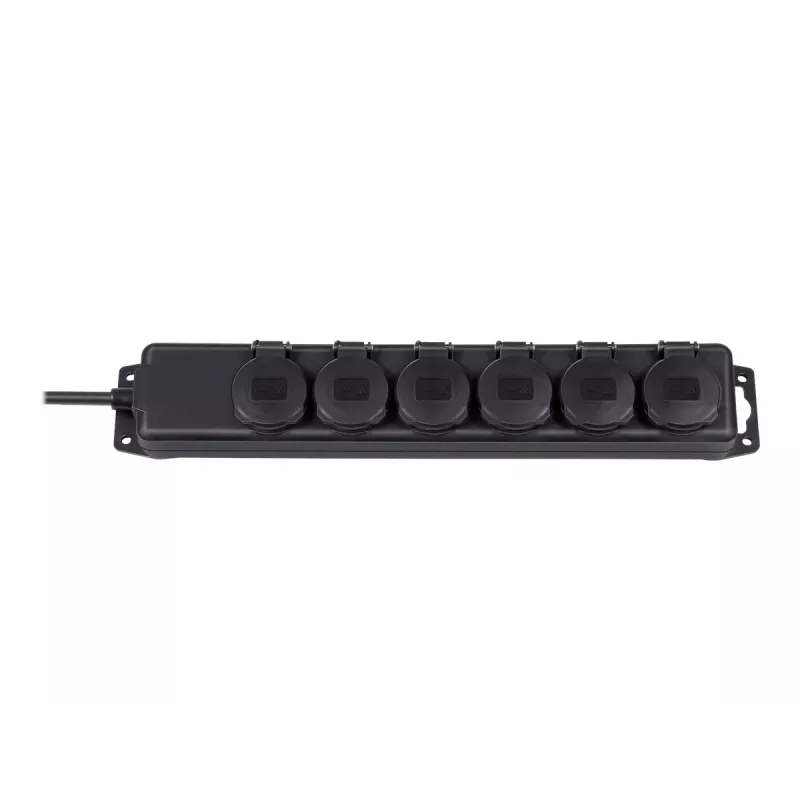 Régua de tomadas IP44 6 tomadas preto 2m H07RN-F 3G1,5 (1159970)