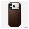 Capa de pele tipo carteira para telemóvel Nomad Modern Leather Folio para iPhone 17 Pro – castanha, compatível com 6,3 polegadas (16 cm), 4 compartimentos para cartões
