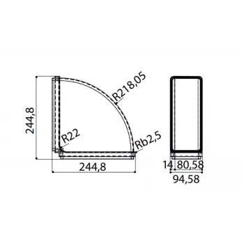 Faber Curve CRO 90 – Curva de 90° para conduta de exaustão retangular 220 x 90 mm