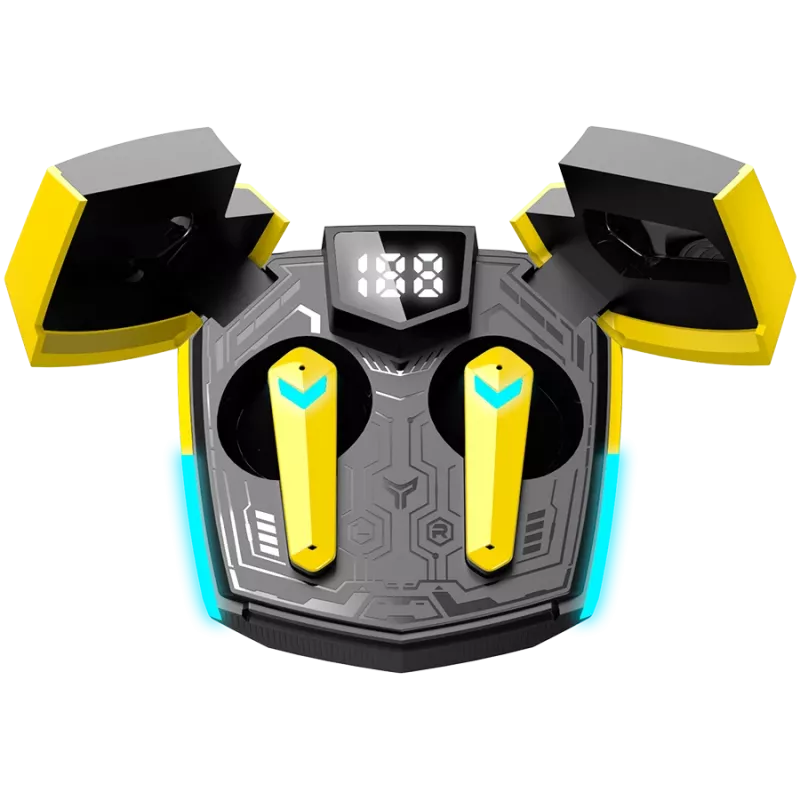 Auscultadores Canyon GTWS-2 sem fios Ear-Hook Gaming USB Type-C Bluetooth com dock de carregamento Amarelo (CND-GTWS2Y)