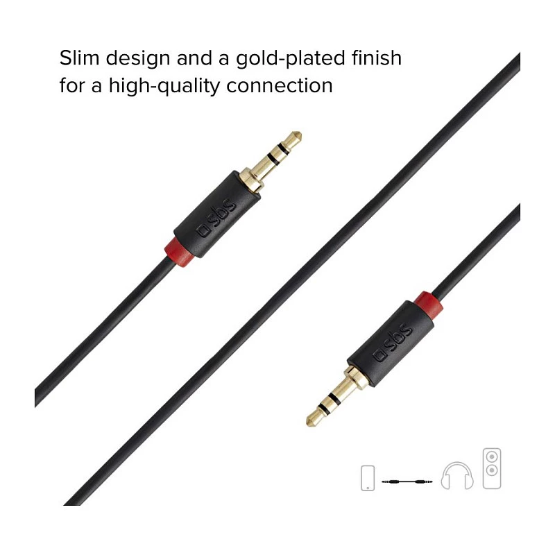 SBS TECABLE35KR - cabo de áudio - mini-phone estéreo 3,5 mm macho para mini-phone estéreo 3,5 mm macho - 1,5 m - preto (TECABLE35KR)
