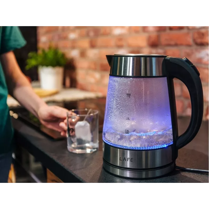 Chaleira de vidro LAFE LAFCZA47618 – capacidade 1,5 L, 100% reciclável