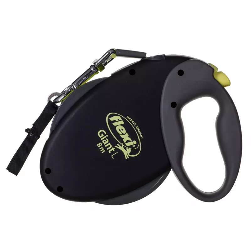 flexi Giant L trela extensível para cães, fita de 8 m, preto/amarelo