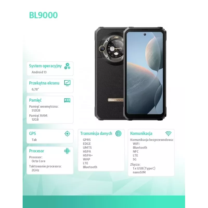 Blackview BL9000 5G 12/512GB preto