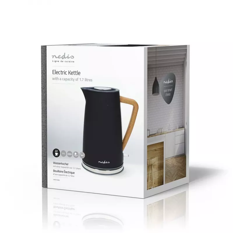 Chaleira elétrica Nedis KAWK510EBK 1,7 L 2200 W preto