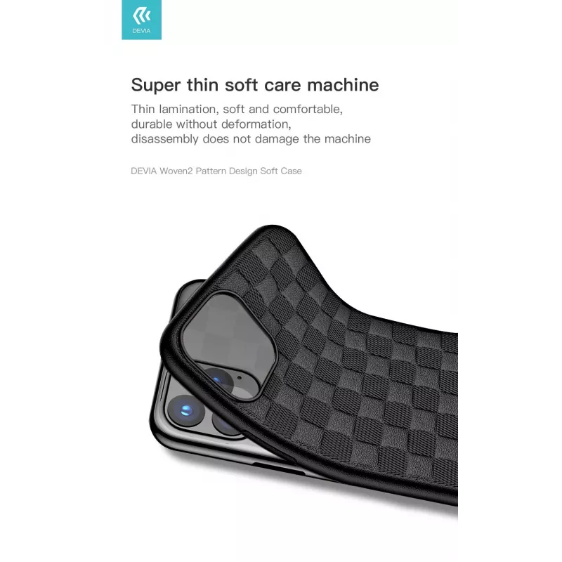 Capa protetora Devia Woven2 para iPhone 11 Pro Max, textura tecida, preto