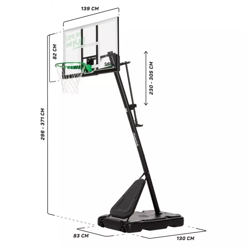 Estrutura para cesto de basquetebol Salta Guard 138 x (296–371) x 240 cm, modelo 5134