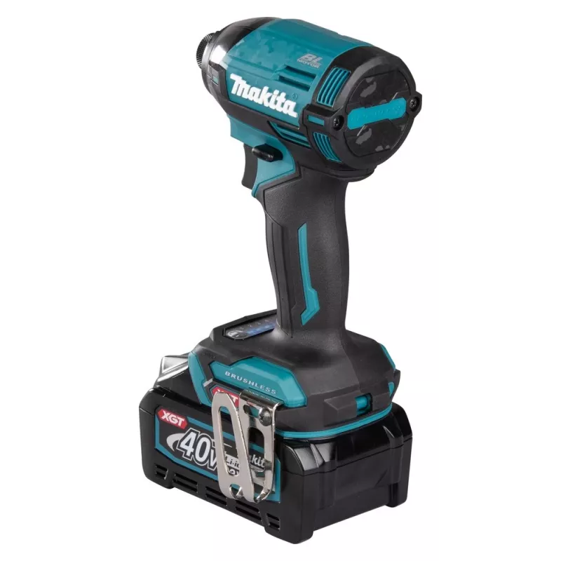 Makita TD002GD202 aparafusadora de impacto sem fios, 40 V XGT, sem escovas, 220 Nm, sextavado de 1/4", luz LED, com 2 baterias de iões de lítio de 2,5 Ah, carregador rápido e mala
