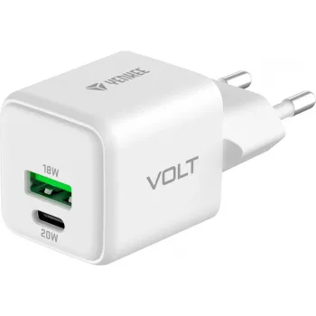 Carregador de rede USB-C/A YENKEE YAC G38 20W 3A Power Delivery (USB‑C e USB‑A)