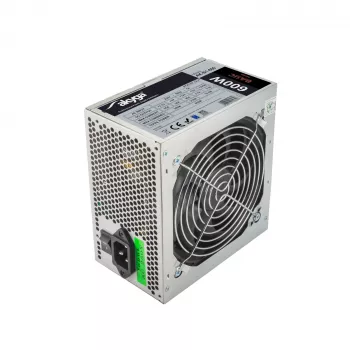 Fonte de alimentação ATX Akyga Basic AK-B1-600 600 W, ventoinha de 120 mm, PFC passivo, cinzento