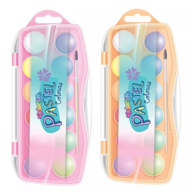 Conjunto de aguarelas colorino 85443PTR — 12 cores, paleta compacta, para escola e hobby