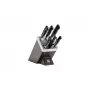 Conjunto de facas e bloco de corte ZWILLING 35145-000-0 — 7 peças, lâminas de aço inoxidável, cabos de plástico, incluindo faca de pão, descascador, faca de cozinha, faca de fatiar, compartimento para tesouras