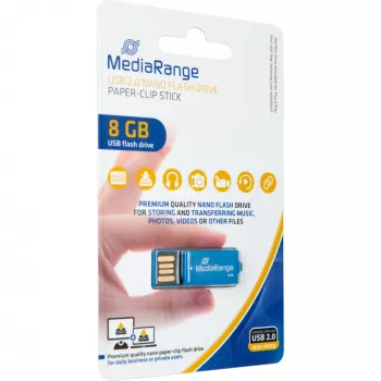 USB Nano 8 GB, pen drive azul, USB-A 2.0, com função de clipe