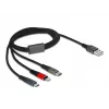 Delock - cabo Lightning, apenas para carregamento - USB macho para Micro-USB Type B, Lightning, USB-C macho - 1,0m - preto (87277)