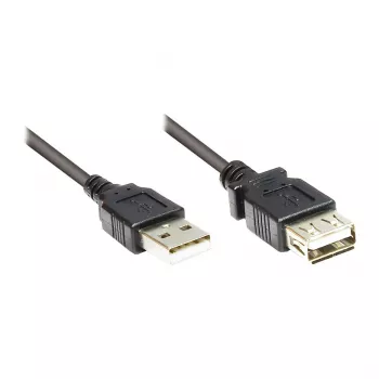 Extensão USB 2.0 ficha A para conector fêmea A, preto, 15 cm, Good Connections® (2511-OF01S)
