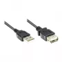 Extensão USB 2.0 ficha A para conector fêmea A, preto, 15 cm, Good Connections® (2511-OF01S)