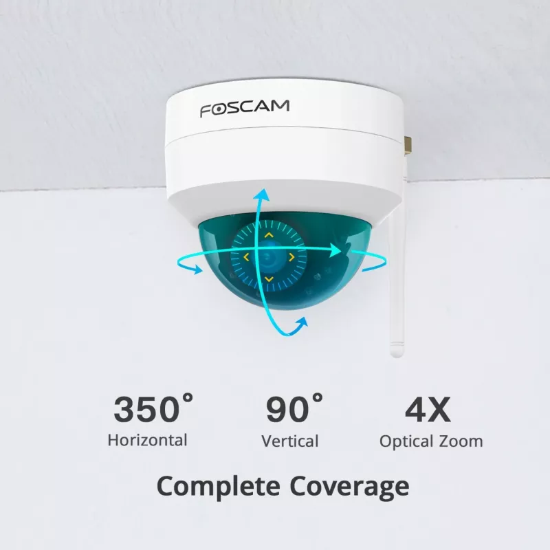 Foscam D4Z câmara de vigilância IP para exterior, 4 MP, 1536p, Wi-Fi AC, LAN, branca