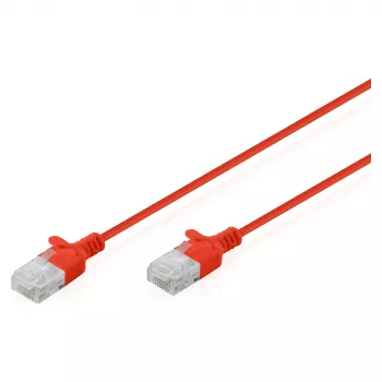 Cabo de rede DIGITUS CAT6 U-UTP fino, 0,5 m, vermelho