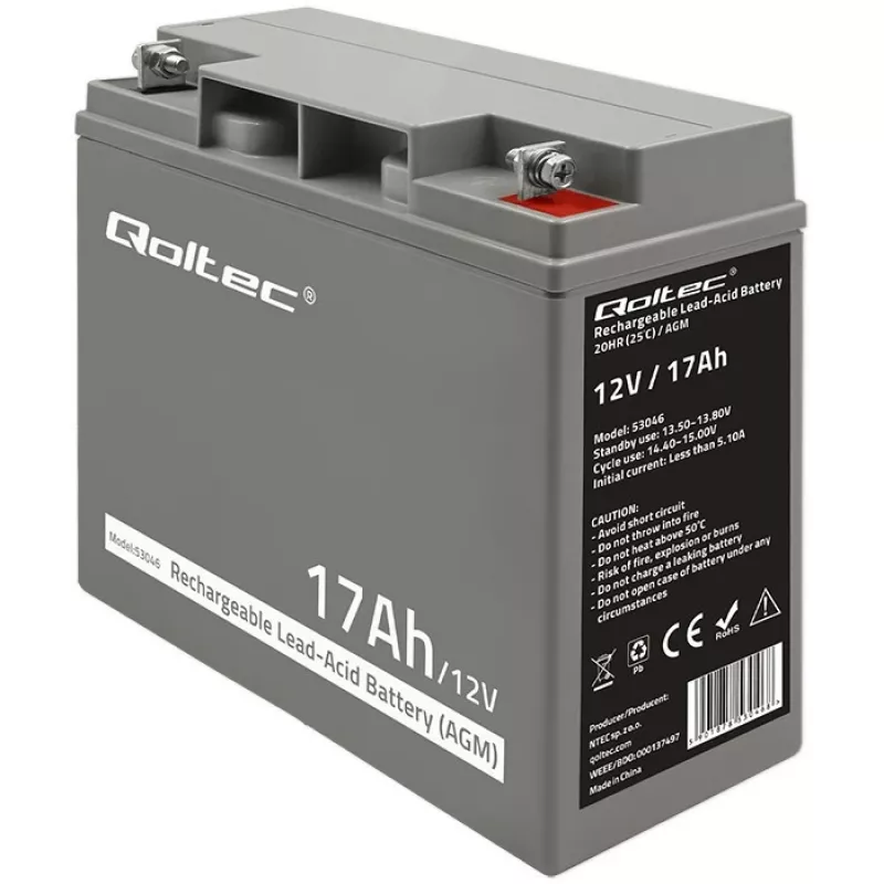 Qoltec 53046 bateria AGM 12 V 17 Ah, máx. 255 A