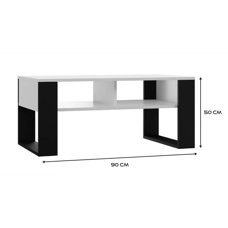 Tampo de mesa de centro e shop MODERN 2P BIEL CZ — tampo retangular branco, 2 pernas