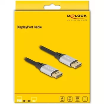 Cabo DisplayPort DeLOCK 16K 60 Hz 2 m prateado metal