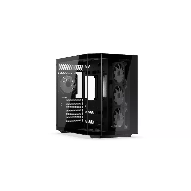 Krux Empero KRXD010 caixa de PC Midi Tower, ATX, vidro temperado, 4 ventoinhas ARGB de 120 mm, preta - placa gráfica até 420 mm, dissipador de CPU até 155 mm, 2x 3,5" + 3x 2,5" baias