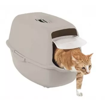 Caixa de areia para gatos rotho Kuweta Bailey bege – modelo 4004507422, caixa de areia compacta com tampa, filtro de carvão e pega