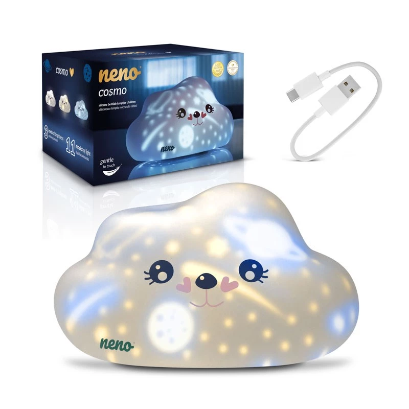 Luz de noite LED para cama neno COSMO – portátil, silicone, recarregável, 3 níveis de luminosidade, branco, a pilhas