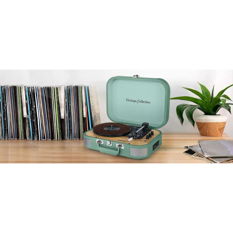 Muse MT-201WG sistema estéreo com gira-discos, porta USB, entrada AUX