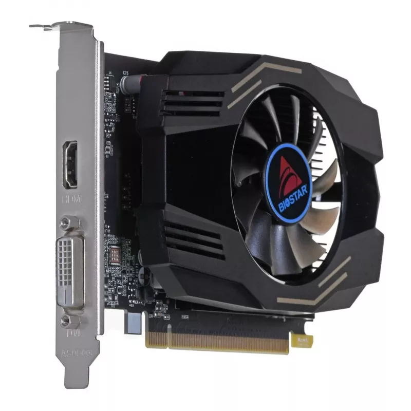 Placa gráfica BIOSTAR GeForce GT 1030 — 4 GB GDDR4, 64-bit, PCIe x16 4.0, refrigeração ativa, DVI-D + HDMI
