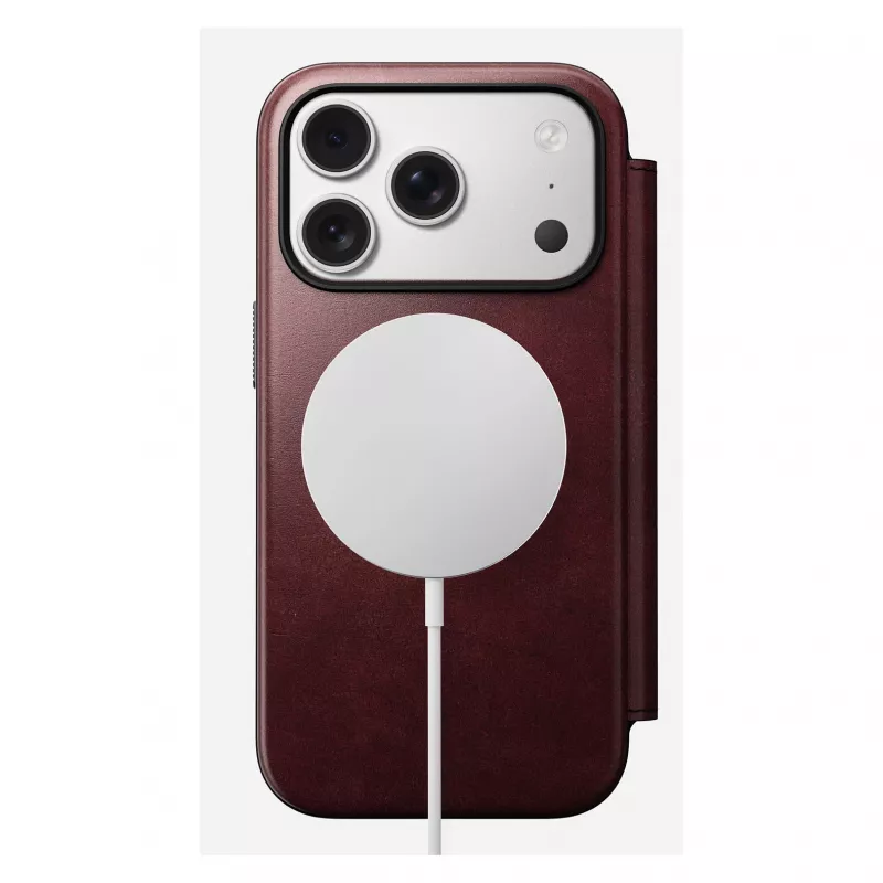 Capa para telemóvel Nomad Modern Leather Folio para Apple iPhone 17 Pro, 6,3 polegadas (16 cm), pele bordô