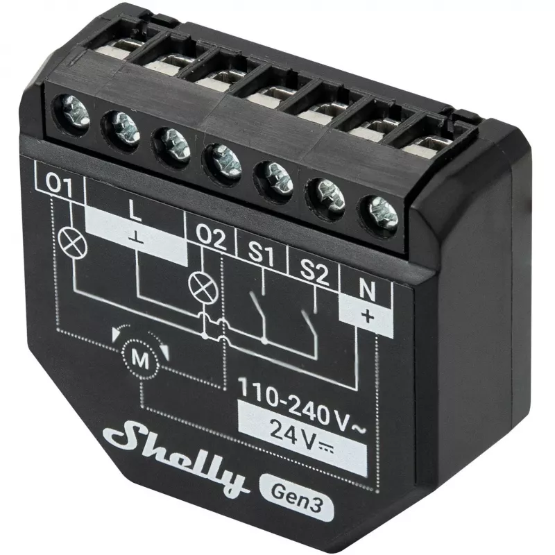Shelly 2PM Gen3 interruptor inteligente 2P preto