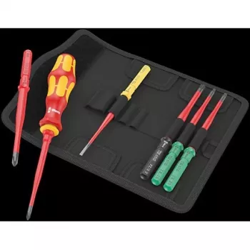 Wera 05006603001 Kraftform Kompakt VDE 7 extra slim 1 Tool Finder conjunto de chaves de fendas, 7 peças, suporte de lâminas intercambiáveis 817 VDE Kraftform + 6 lâminas VDE extra finas intercambiáveis, IEC 60900, com bolsa de cinto