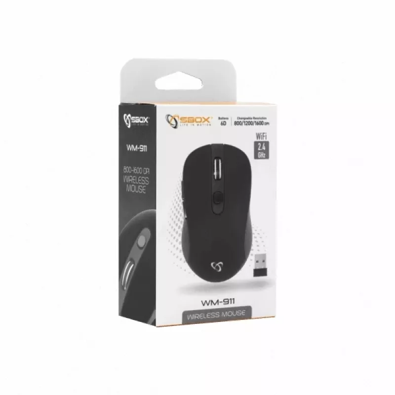 Rato sem fios Sbox WM-911B preto