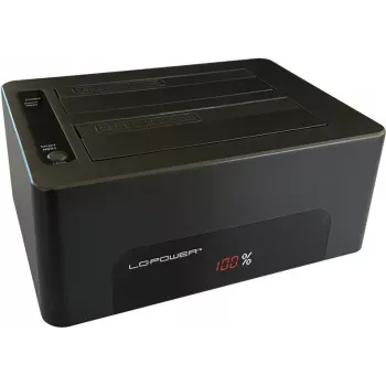 LC Power LC-DOCK-U3-V - Estação de acoplamento para HDD com indicador de rede, interruptor ligar/desligar compartimentos: 1 - 2.5 / 3.5 partilhado (6,4 cm/8,9 cm partilhado)