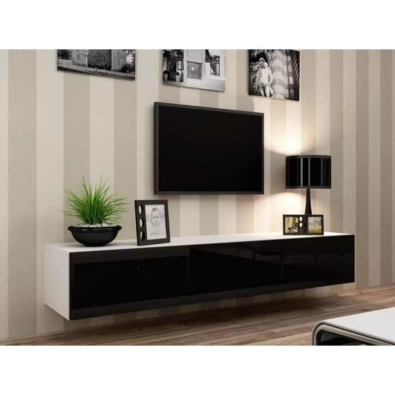 Conjunto de armários de sala Cama VIGO 22 branco/preto brilhante